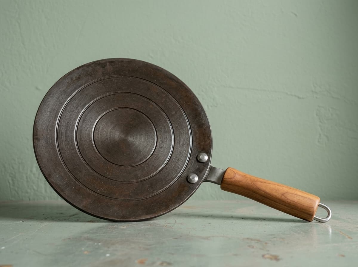 Traditional Heavy-Duty Forged Iron Roti Tawa with Wooden Handle — Hardware Hub Pakistan